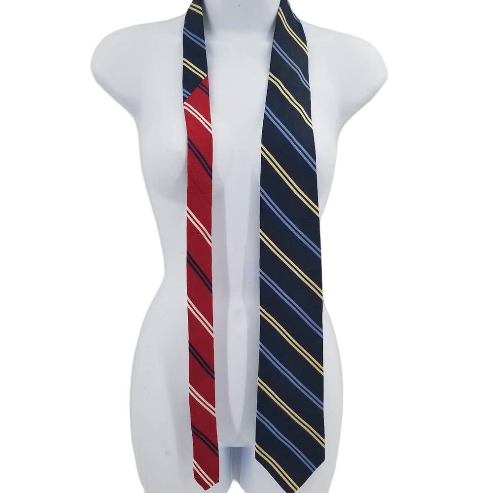 Vintage Men's Neck Tie Necktie Multicolor red blue yellow striped wide bottom